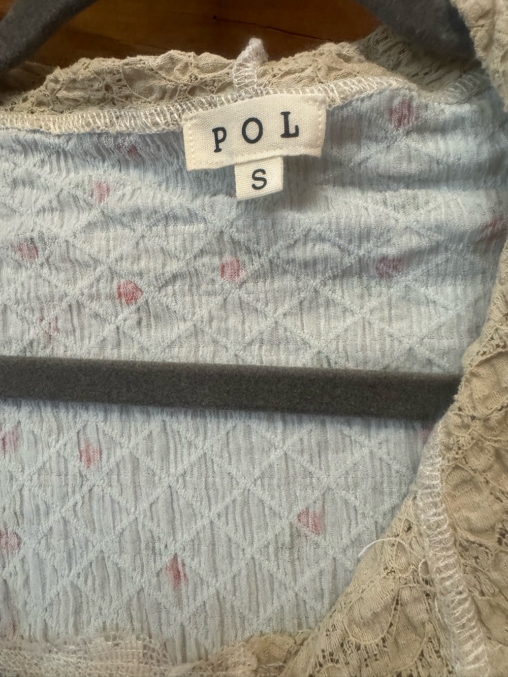 POL Patchwork Wide-Leg Cargo Pants and Matching Hoodie in Light Blue & Tan NWOT - Picture 3 of 6